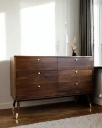 Komoda - Prime - 6 drawers (ořech/mosaz)