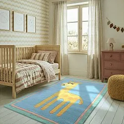Dětský Koberec - Giraffe Hand Tufted Wool Premium (světle modrá/multi)