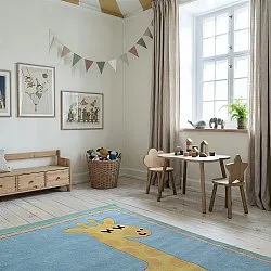 Dětský Koberec - Giraffe Hand Tufted Wool Premium (světle modrá/multi)