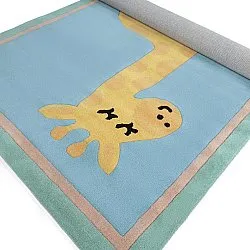 Dětský Koberec - Giraffe Hand Tufted Wool Premium (světle modrá/multi)