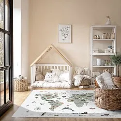 Dětský koberec - Kids World Map (zelená)