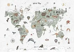 Dětský koberec - Kids World Map (zelená)