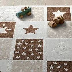 Dětský Koberec - Star Grid (krémová/hnědá)