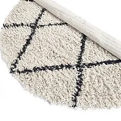 Kulatý koberec - Alcott Natural Cotton Shaggy (černá/bílá)