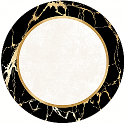 Kulatý koberec - Cerasia (černá/bílá/zlatá)