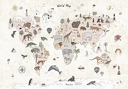 Dětský koberec - Kids World Map (béžová)