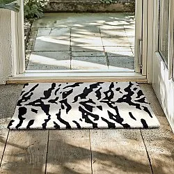 Rohožka - Zebra Tufted Wool Premium (bílá/černá)