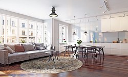 Kulatý koberec - Bouhjar (béžová/vícebarevná)