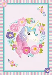 Dětský koberec - Unicorn Flowers (růžová)