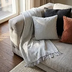 Deky - Rumi stripe cotton throw (světle modrá/tmavomodrá/krémová)