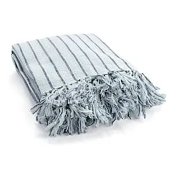 Deky - Rumi stripe cotton throw (světle modrá/tmavomodrá/krémová)