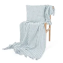 Deky - Rumi stripe cotton throw (světle modrá/tmavomodrá/krémová)