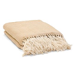 Přikrývky - Bavlněná deka - Denisa Fishbone (béžová/bílá)