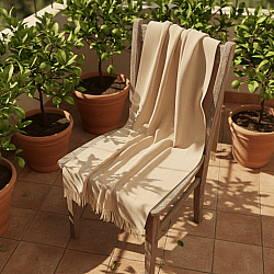 Přikrývky - Bavlněná deka - Denisa Fishbone (béžová/bílá)