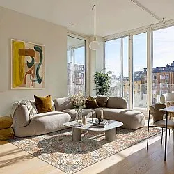 Ploché tkaný koberec - Berelina (béžová/multi)