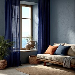 Závěs - lněná závěs Cosmina (modrý)