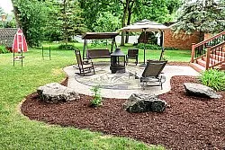 Kulatý koberec - Indoor/Outdoor Havana (námořnická modrá/vícebarevná)