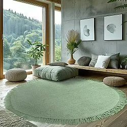 Kulatý koberec - Alba Natural Cotton Shaggy (světle zelená)