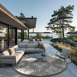 Kulatý koberec - Indoor/Outdoor Hampton (šedá)