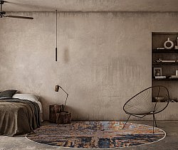 Kulatý koberec - Tizzano (zlatá/vícebarevná)