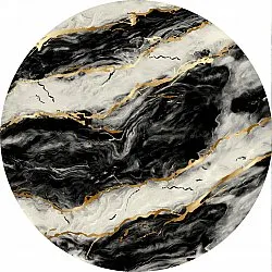 Kulatý koberec - Juniper (černá/bílá/zlatá)
