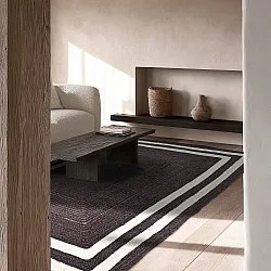 Jutový koberec - Jessore (tmavě taupe/bílá)