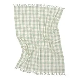 Deky - Isela check cotton throw (krémová/světle zelená)