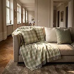 Deky - Isela check cotton throw (krémová/světle zelená)
