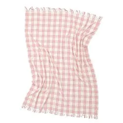 Deky - Isela check cotton throw (krémová/růžová)