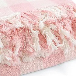 Deky - Isela check cotton throw (krémová/růžová)