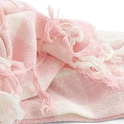 Deky - Isela check cotton throw (krémová/růžová)