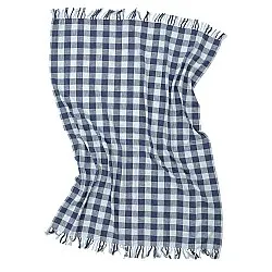 Deky - Isela check cotton throw (tmavě modrá/světle modrá)