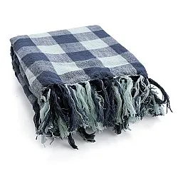 Deky - Isela check cotton throw (tmavě modrá/světle modrá)