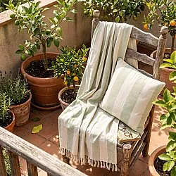 Povlak na polštář - Kora stripe cotton cushion cover (krémová/světle zelená)