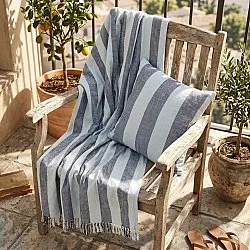 Povlak na polštář - Kora stripe cotton cushion cover (tmavě modrá/světle modrá)