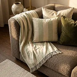 Deky - Kora stripe cotton throw (krémová/světle zelená)
