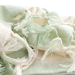Deky - Kora stripe cotton throw (krémová/světle zelená)