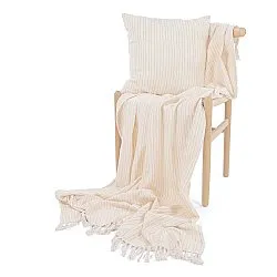 Povlak na polštář - Rumi stripe cotton cushion cover (krémová/růžová/světle modrá)