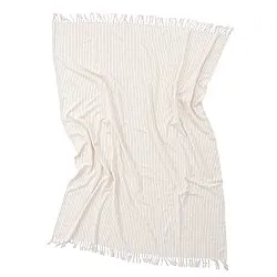 Deky - Rumi stripe cotton throw (krémová/růžová/světle modrá)