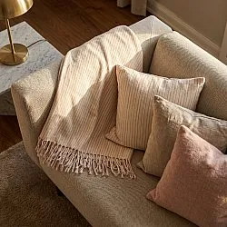 Deky - Rumi stripe cotton throw (krémová/růžová/světle modrá)