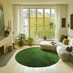 Kulatý koberec - Amberley Natural Cotton Shaggy (zelený)