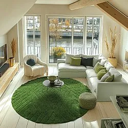 Kulatý koberec - Amberley Natural Cotton Shaggy (zelený)