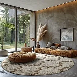 Kulatý koberec - Arlon Natural Cotton Shaggy (béžová)