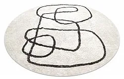 Kulatý koberec - Bavello Natural Cotton Shaggy (offwhite/černá)