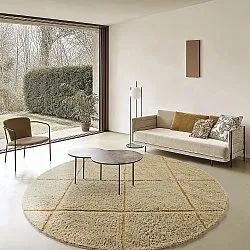 Kulatý koberec - Bellevue Natural Cotton Shaggy (béžová/hnědá)