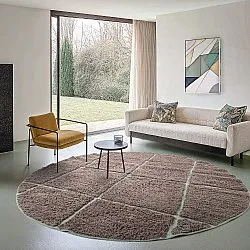 Kulatý koberec - Bellevue Natural Cotton Shaggy (taupe/zelená)