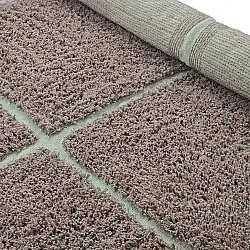 Kulatý koberec - Bellevue Natural Cotton Shaggy (taupe/zelená)
