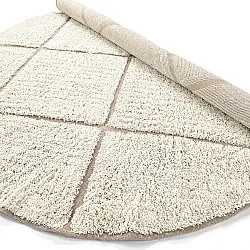 Kulatý koberec - Bellevue Natural Cotton Shaggy (šedobílá/béžová)