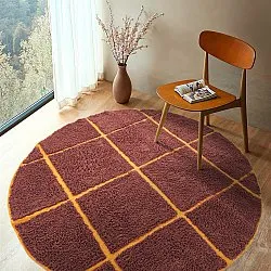 Kulatý koberec - Bellevue Natural Cotton Shaggy (červená/oranžová)