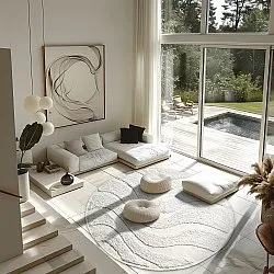Kulatý koberec - Bonnie Natural Cotton Shaggy (offwhite)